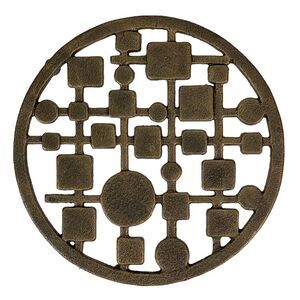 Cast Iron Circles & Squares Trivet – Bronze, 8" Mid Century Modern Accent